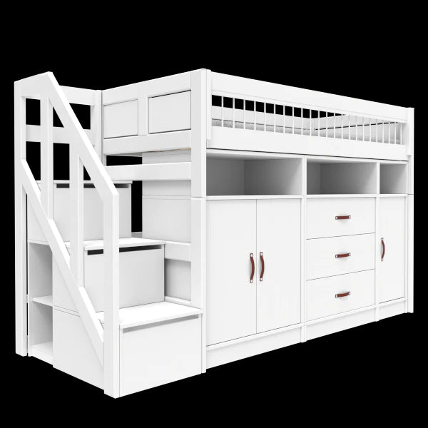 ALL-IN-ONE-Mittelhochbett mit Treppe, Breeze 152