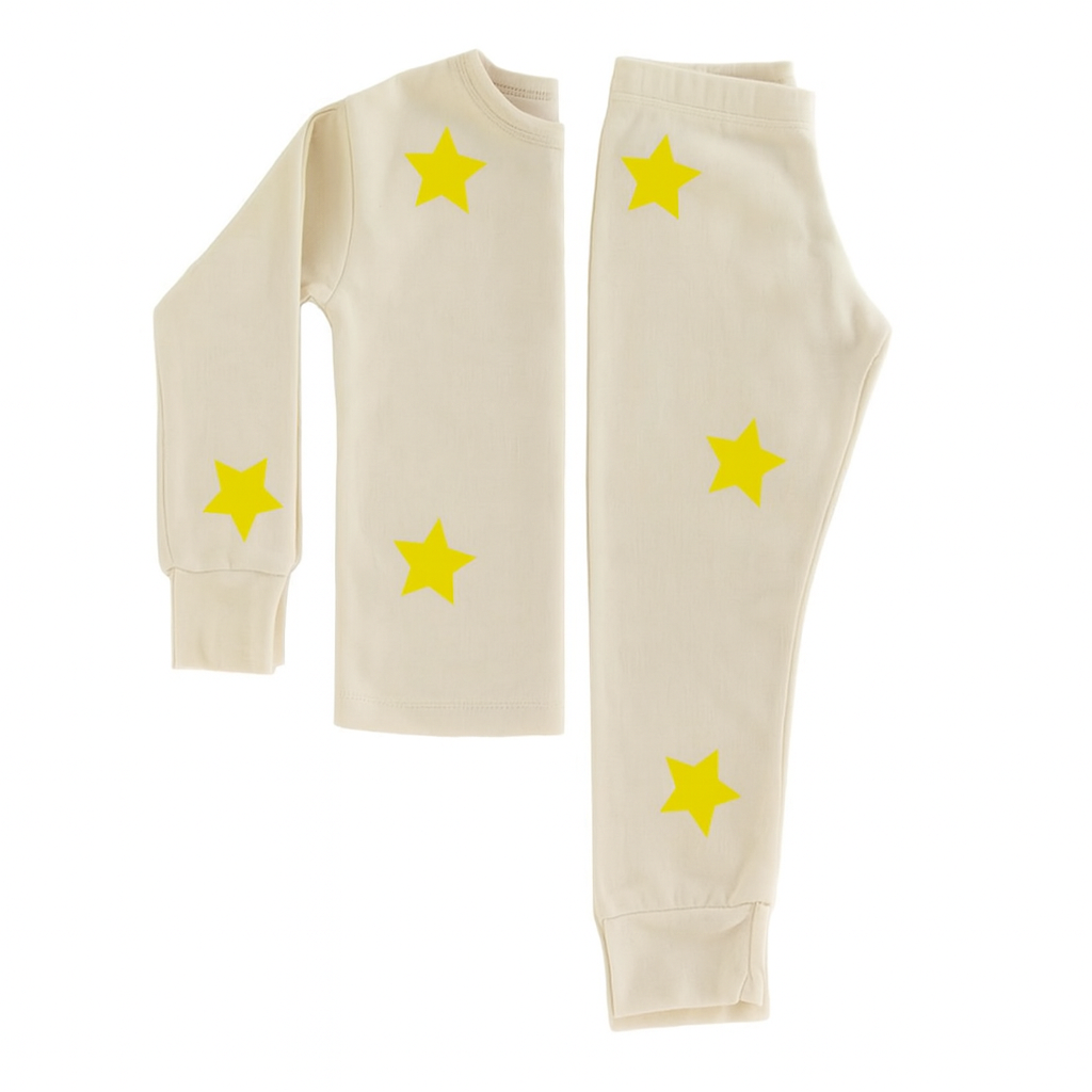Pyjama mit Sternen Citronengelb