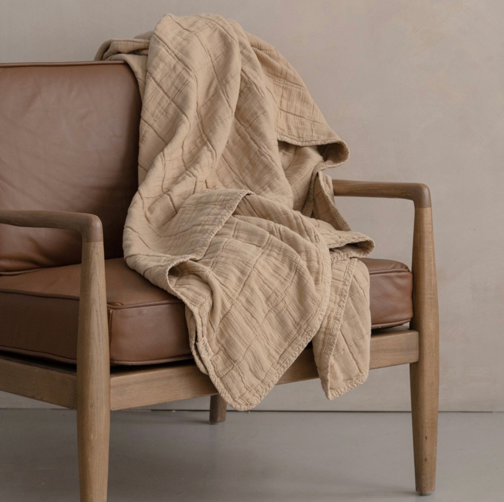 OONA Plaid Bettdecke, 100% gewaschener Baumwolle