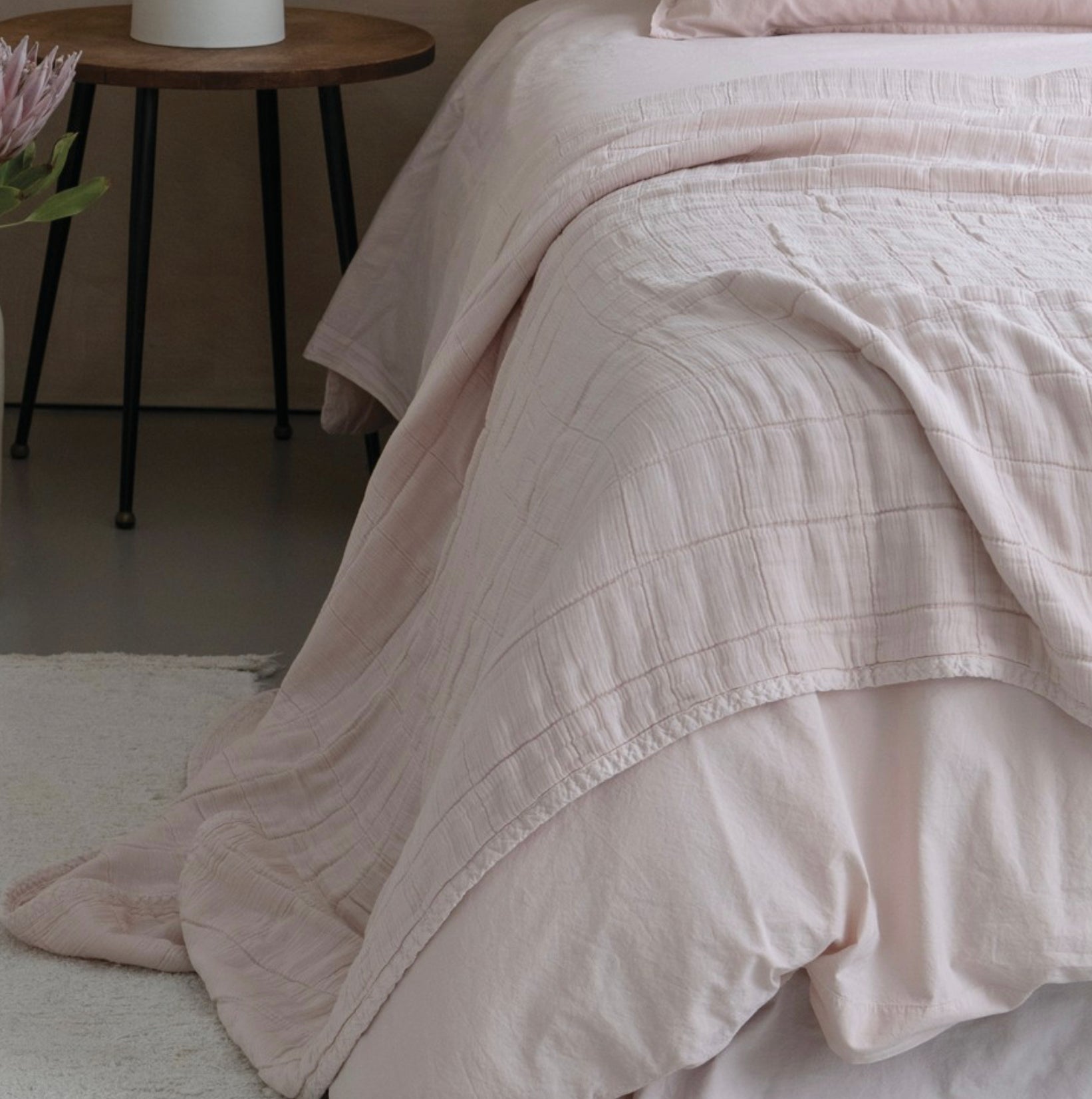 Plaid Bettdecke, Gewaschener Baumwolle Nude