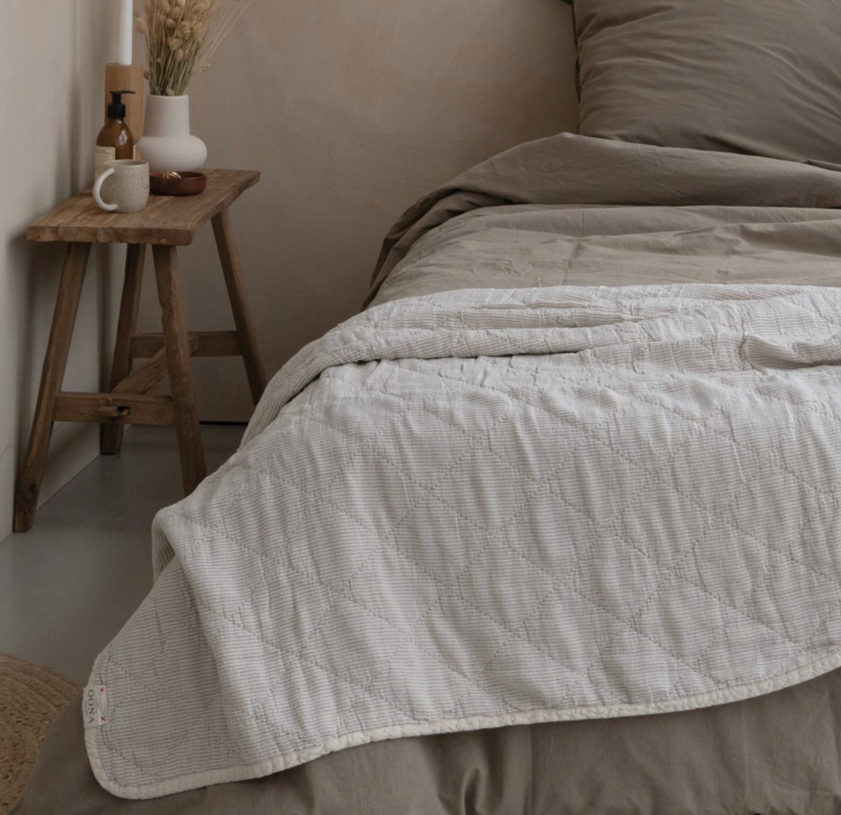 OONA Plaid Bettdecke, 100% gewaschener Baumwolle