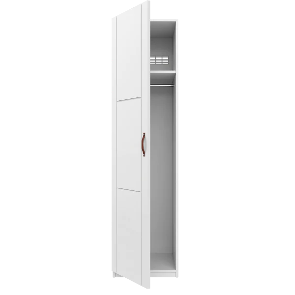 Kleiderschrank mit 1 Tür und Kleiderstange, 50 cm Weiss
