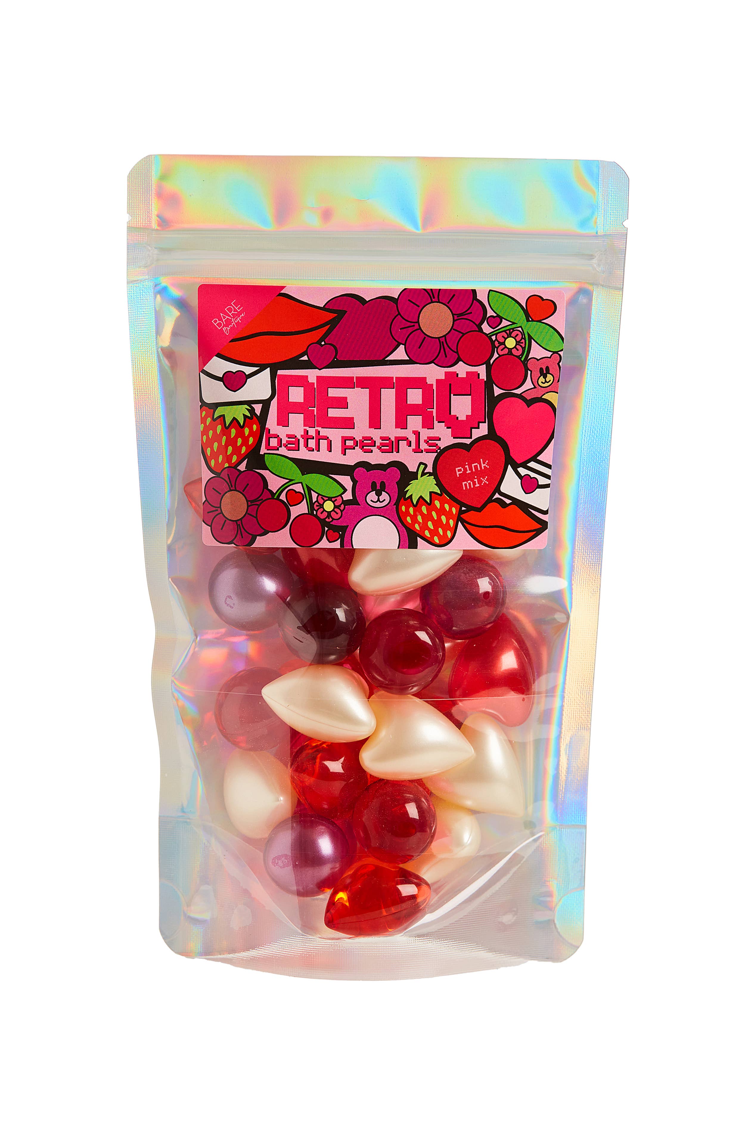 Retro-Valentine-Badperlen im 90er-Jahre-Design, Packung mit 30 verschiedenen Badeperlen