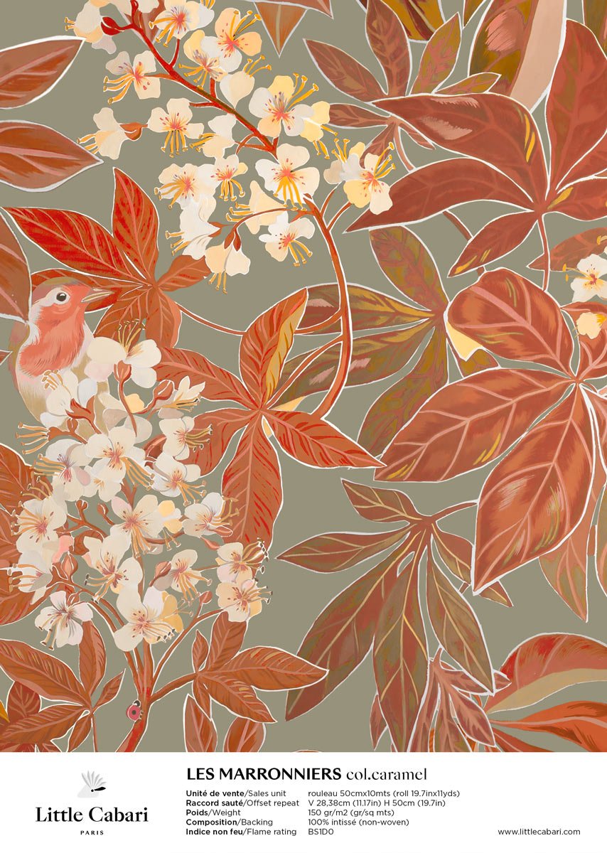 Little Cabari: Tapete LES MARRONNIERS, Karamell