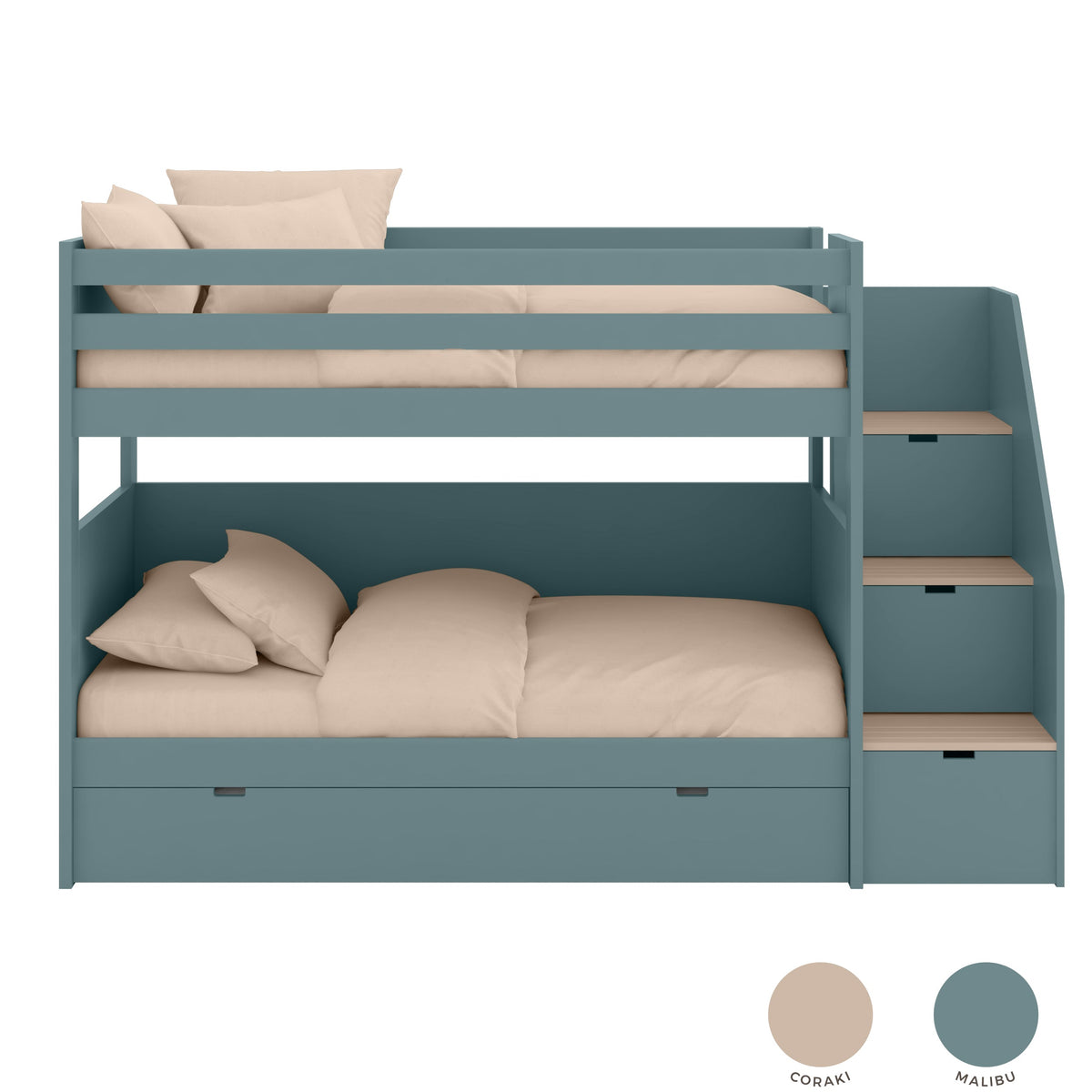 Muba Design bunk bed with storage staircase and additional slatted frame