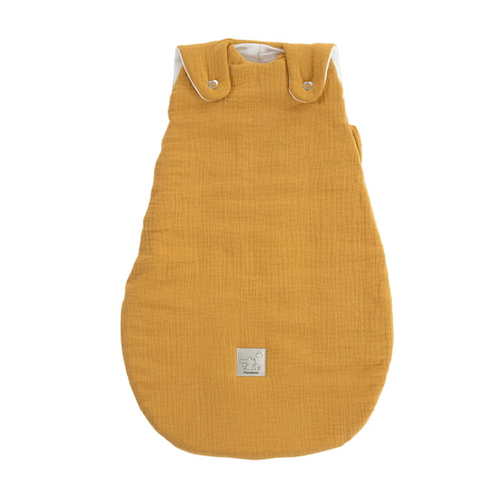 Träumeland all-season cotton muslin sleeping bag mustard yellow