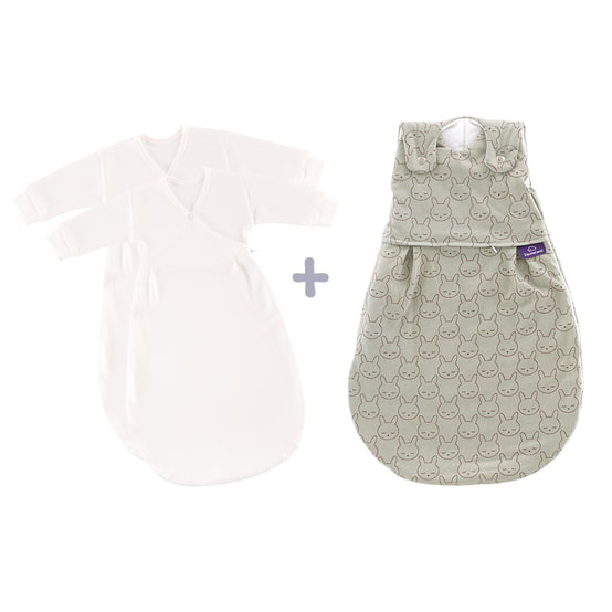 Träumeland all-season sleeping bag LIEBMICH 3-piece set cuddly bunny green