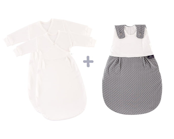 Träumeland Sac de couchage toutes saisons LIEBMICH set de 2 pièces à pois gris