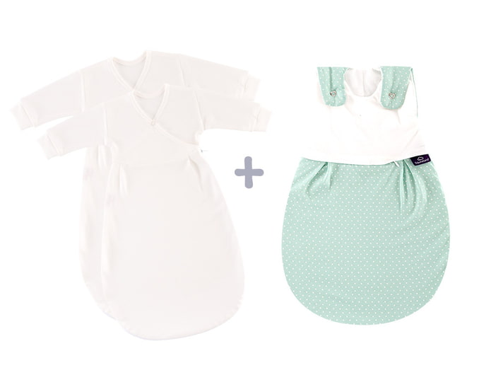 Träumeland Ganzjahres-Schlafsack LIEBMICH 3tlg. Set Pünktchen mint