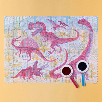 Londji Discover The Dinosaurs Puzzle – 200 Teile, Mit Rot-Blau-Lupe für spannende Entdeckungen