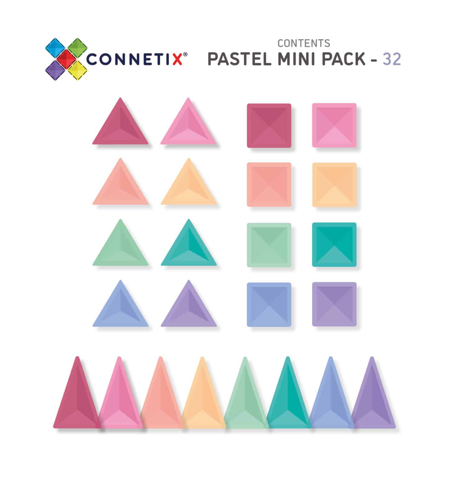 Connetix 32 Teile Mini Pack Pastel – Kreatives Bauen &amp; STEAM-Lernen für Kinder ab 3 Jahren