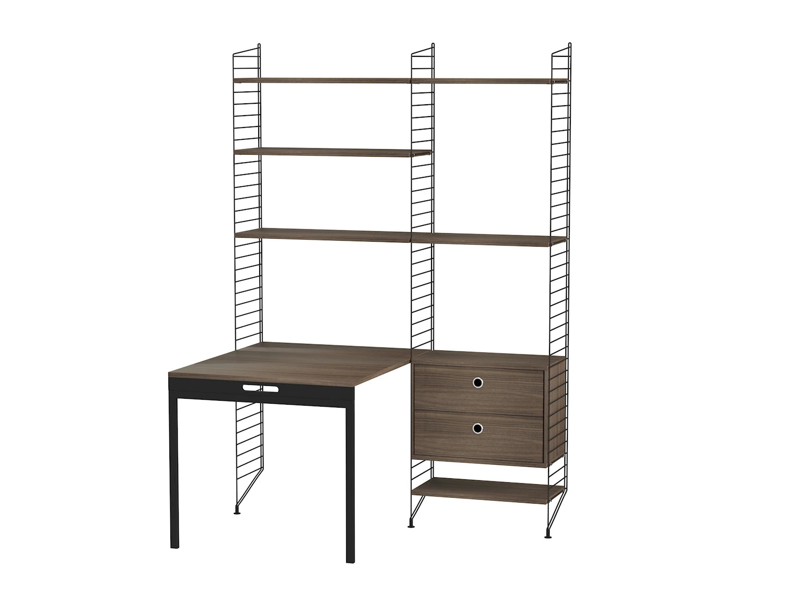 String Furniture Arbeitsplatz E Schwarz / Nussbaum