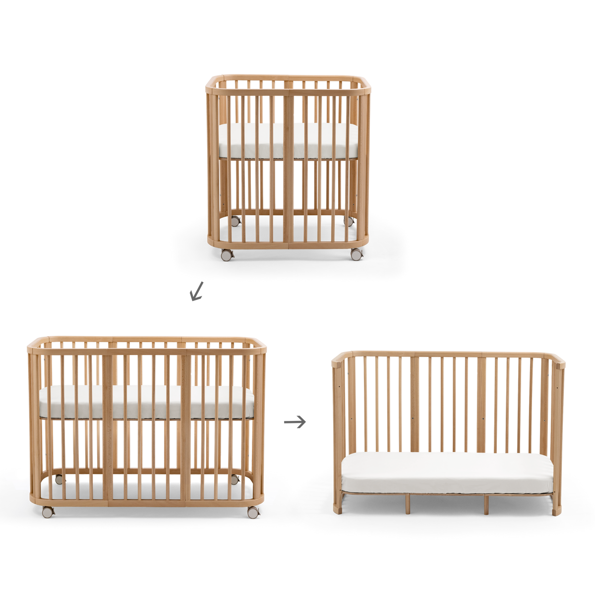 Ensemble complet de lit d'enfant évolutif Stokke Nighti, couleur Nature - Image 1