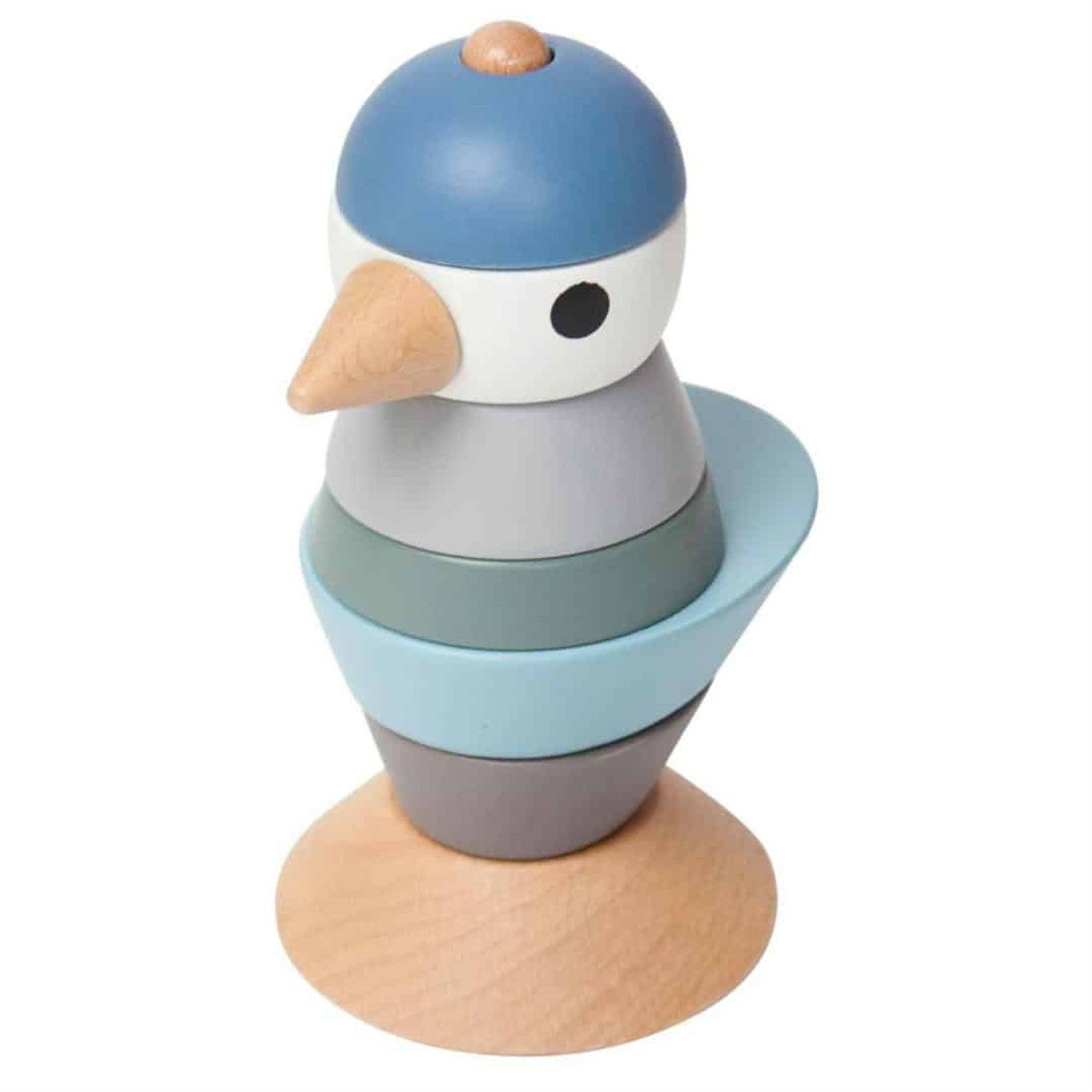 Uccello impilabile Sebra in legno blu reale
