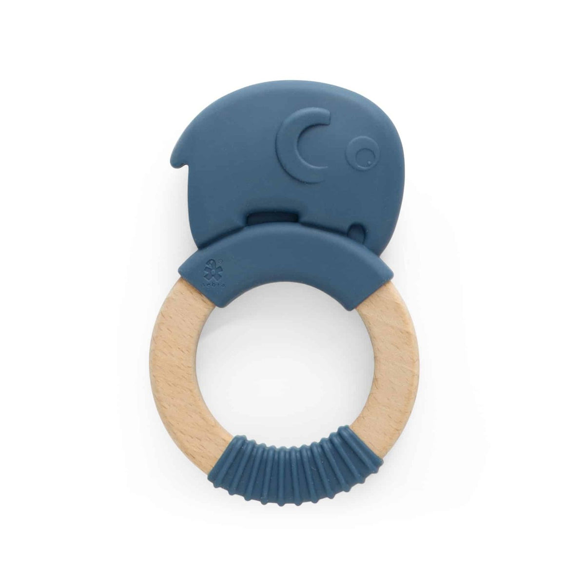 Sebra silicone teething ring on wooden ring, Fanto Nordic Blue