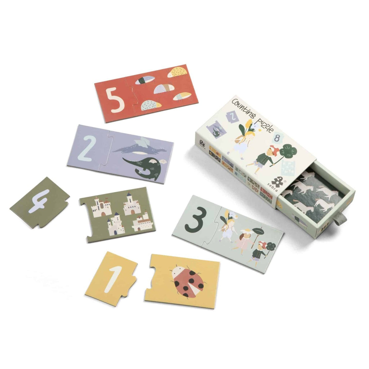 Sebra puzzle with numbers, 1-10, Pixie/Dragon, FSC Mix