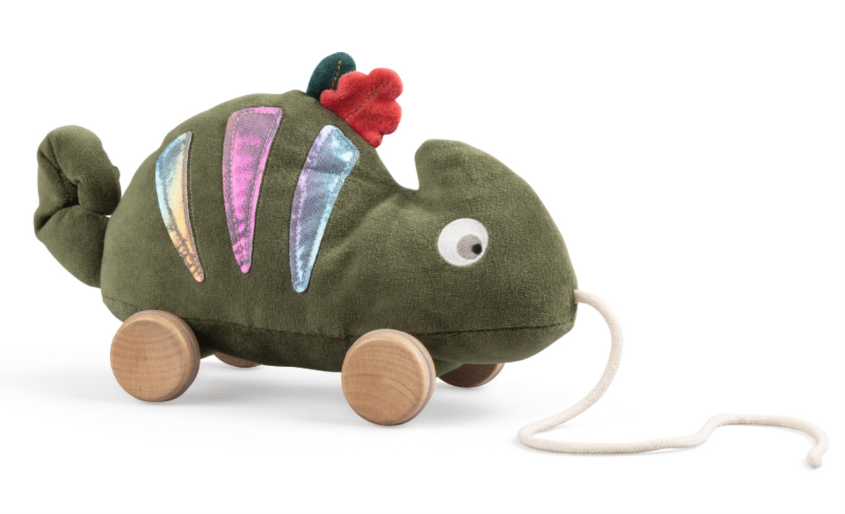 Sebra fabric pull-along toy, Carley the chameleon