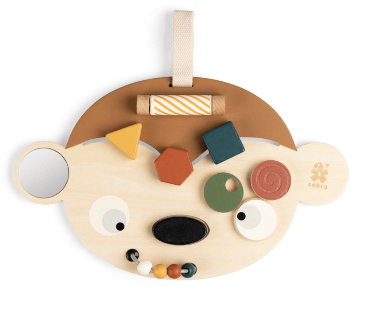 Sebra Tableau d'activités en bois, Maci le singe
