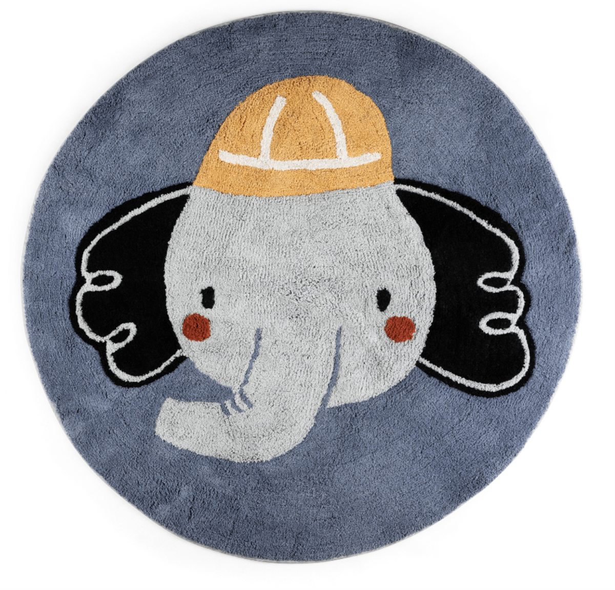 Sebra Teppich rund, gewebt, Elefant