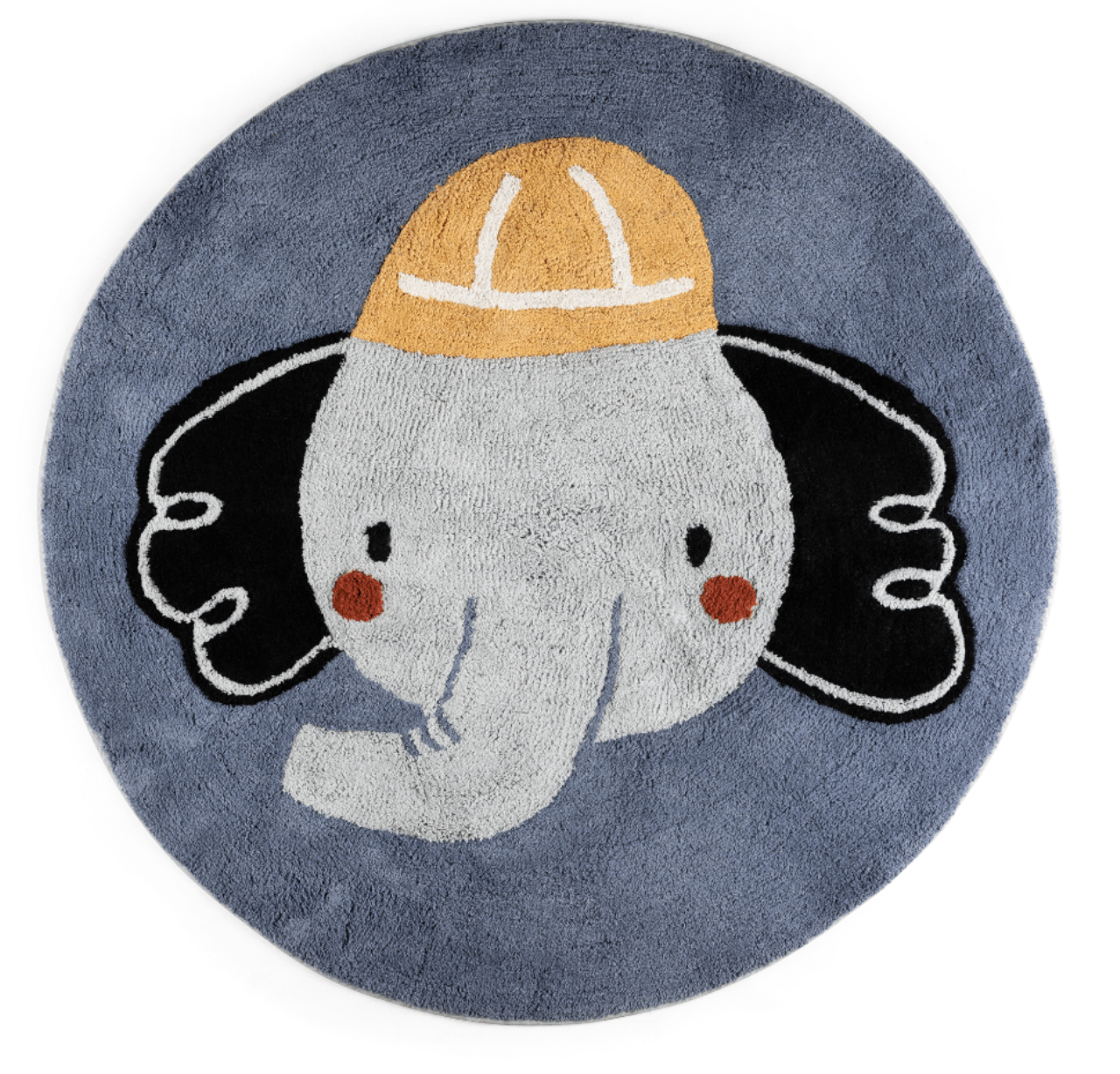 Sebra Teppich rund, gewebt, Elefant