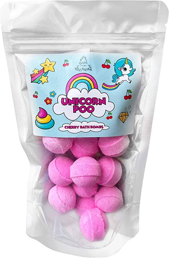 Bare Boutique Unicorn Poo Bath Balls Cherry Scent 12 pieces