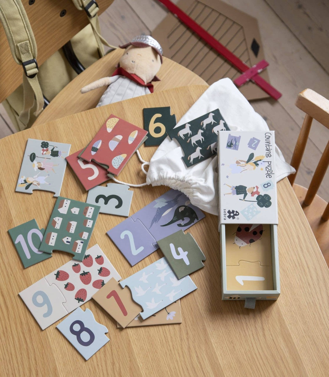 Sebra puzzle with numbers, 1-10, Pixie/Dragon, FSC Mix
