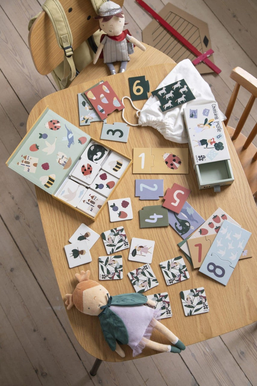 Sebra puzzle with numbers, 1-10, Pixie/Dragon, FSC Mix
