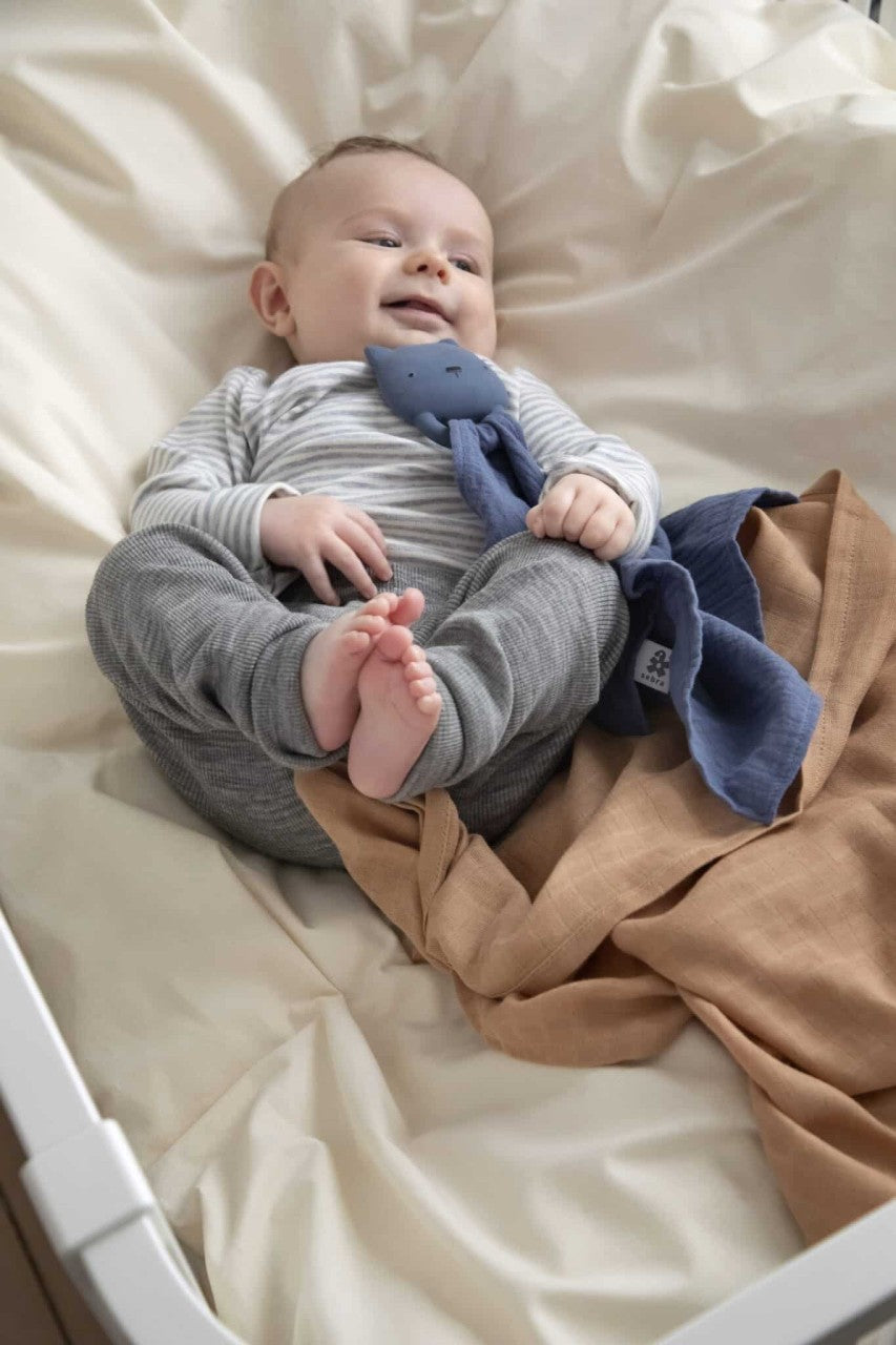 Sebra natural rubber teething rings with cuddle cloth, Zappy the squirrel