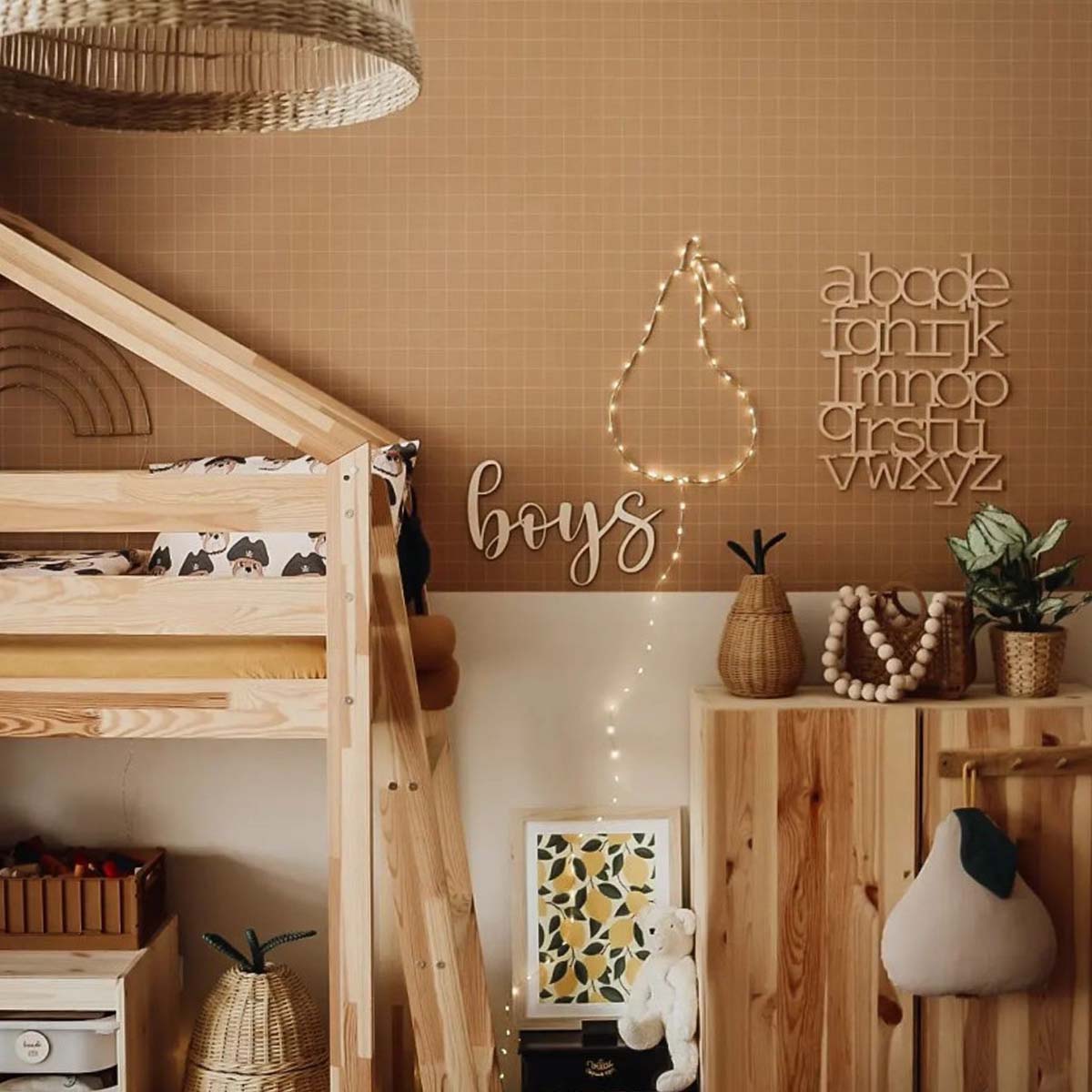 Dekornik Tapete Simple check pattern small cinnamon Streifen 50 x 280