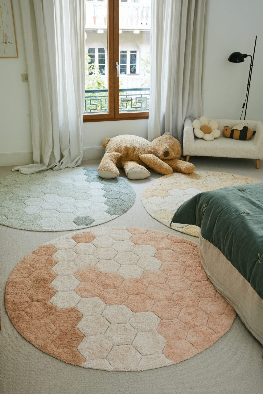 Lorena Canals Tapis rond Honeycomb Rose