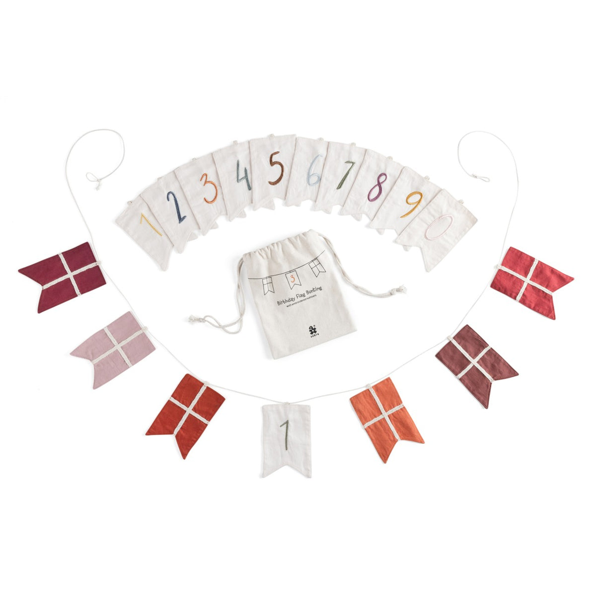 Sebra pennant, birthday flag, numbers 0-9