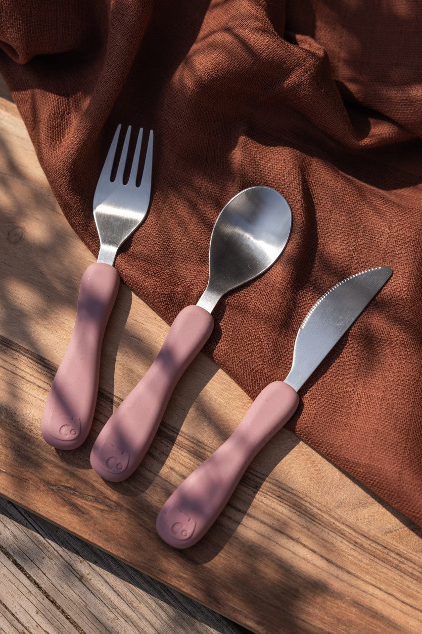 Set di posate in silicone Sebra 3 pezzi Vintage Rose