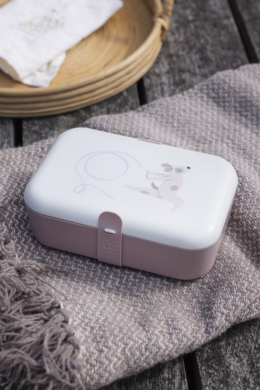 Scatola per il pranzo Sebra con tracolla in silicone Rosa cipria