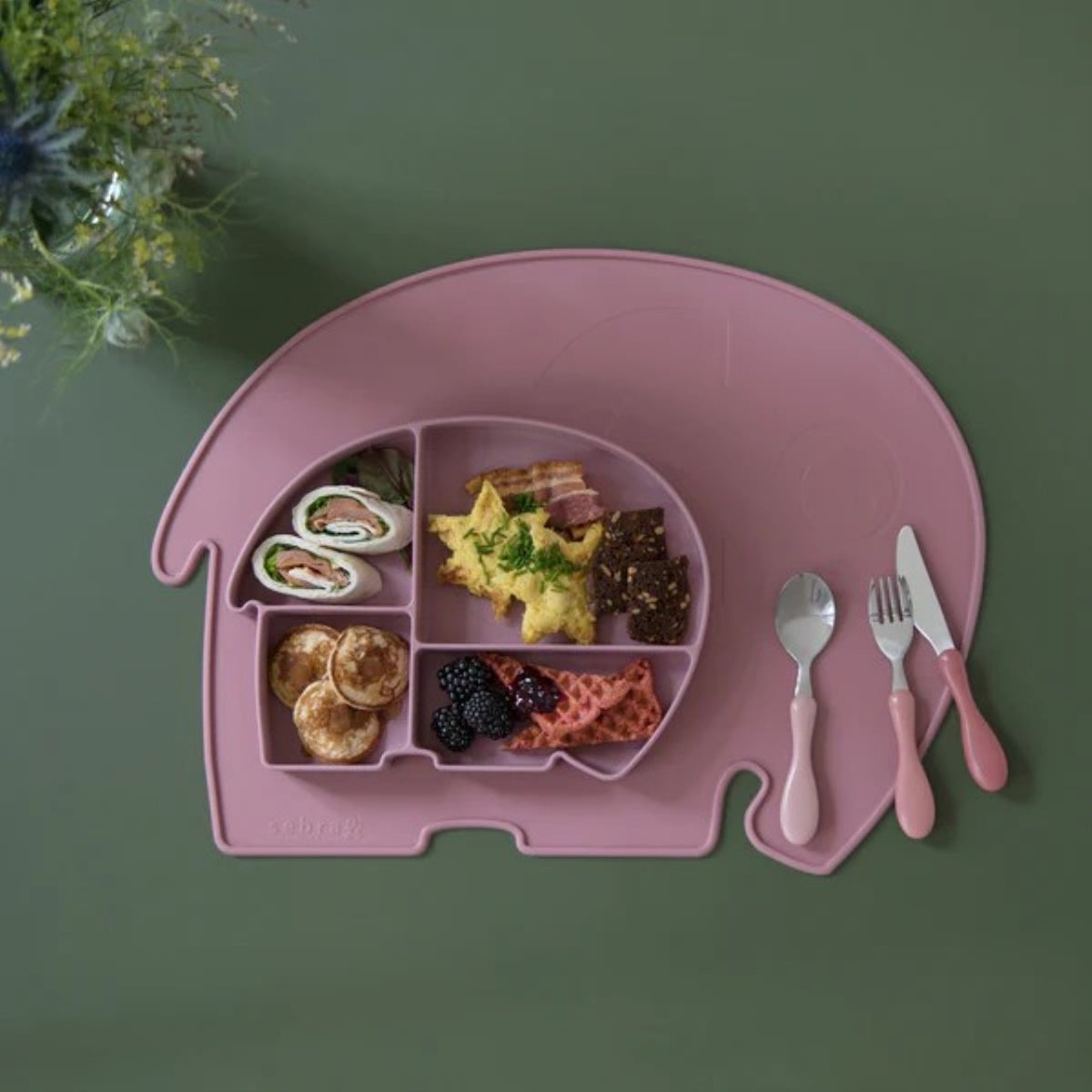 Sebra Set de table en silicone Eléphant Vintage Rose