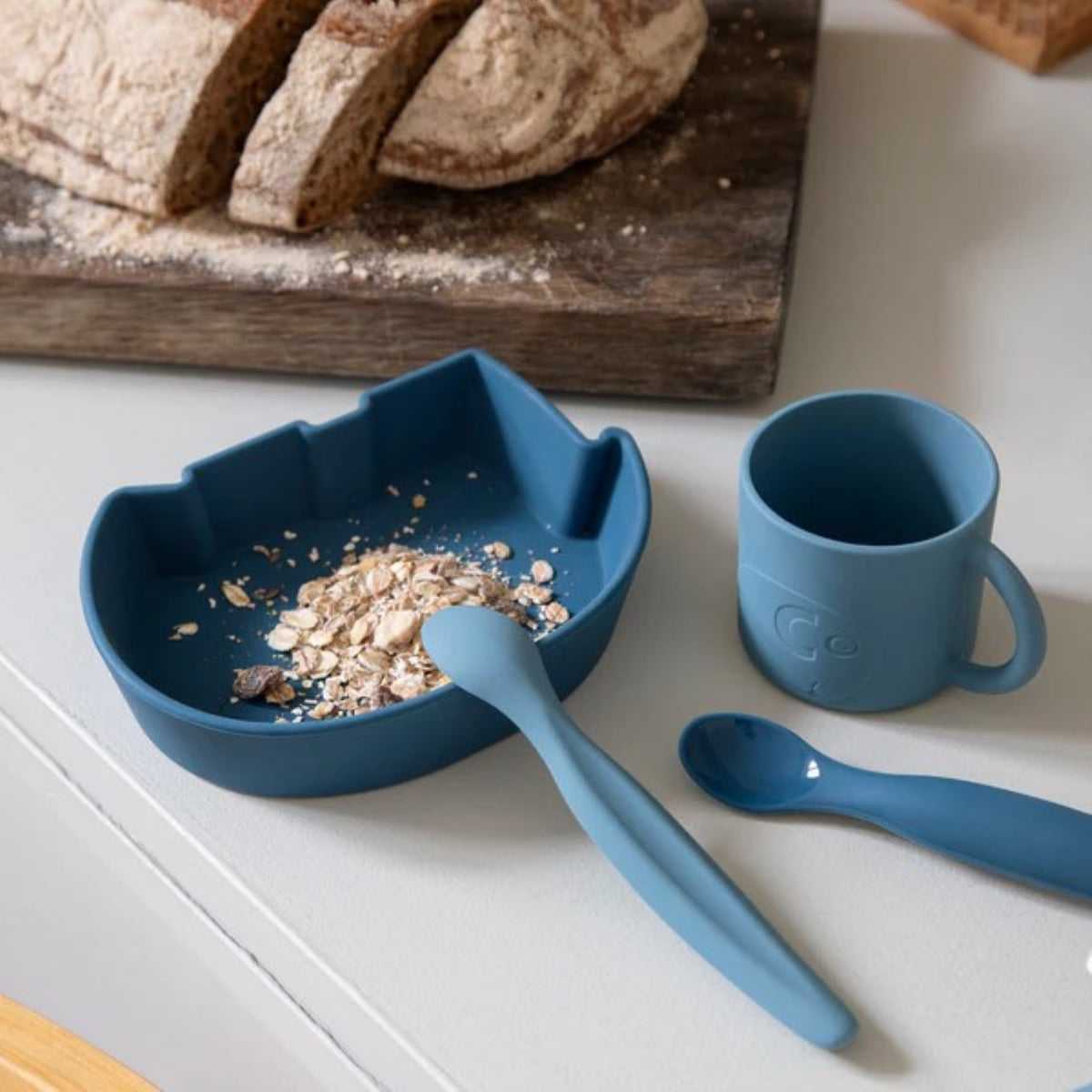 Sebra silicone bowl elephant Nordic Blue