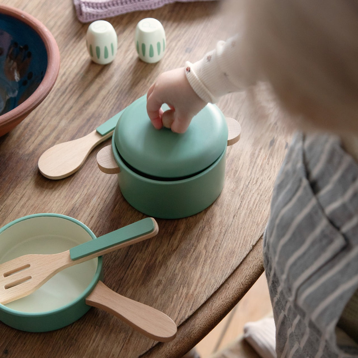 Sebra pot & pan set, wood