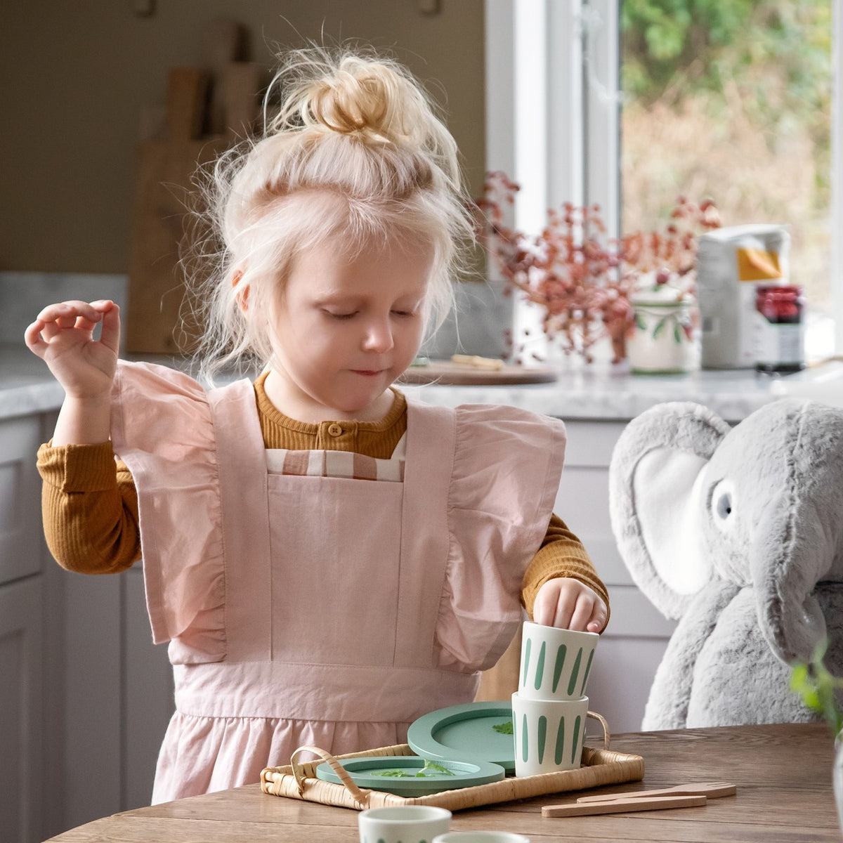 Sebra Tablier pour enfants & toque de cuisine dusty pink/classic white ONE SIZE