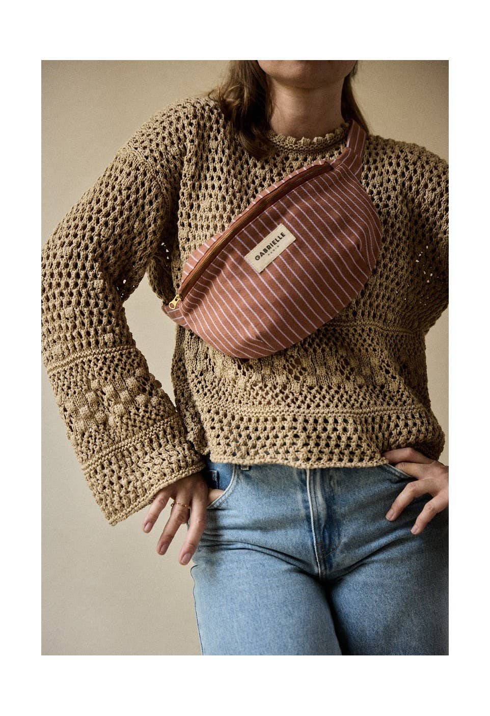 Gabrielle Paris sac banane coton violet rayé