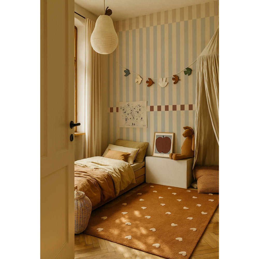 Dekornik Tapete Streifen nostalgia beige blue vintage Streifen 50 x 280