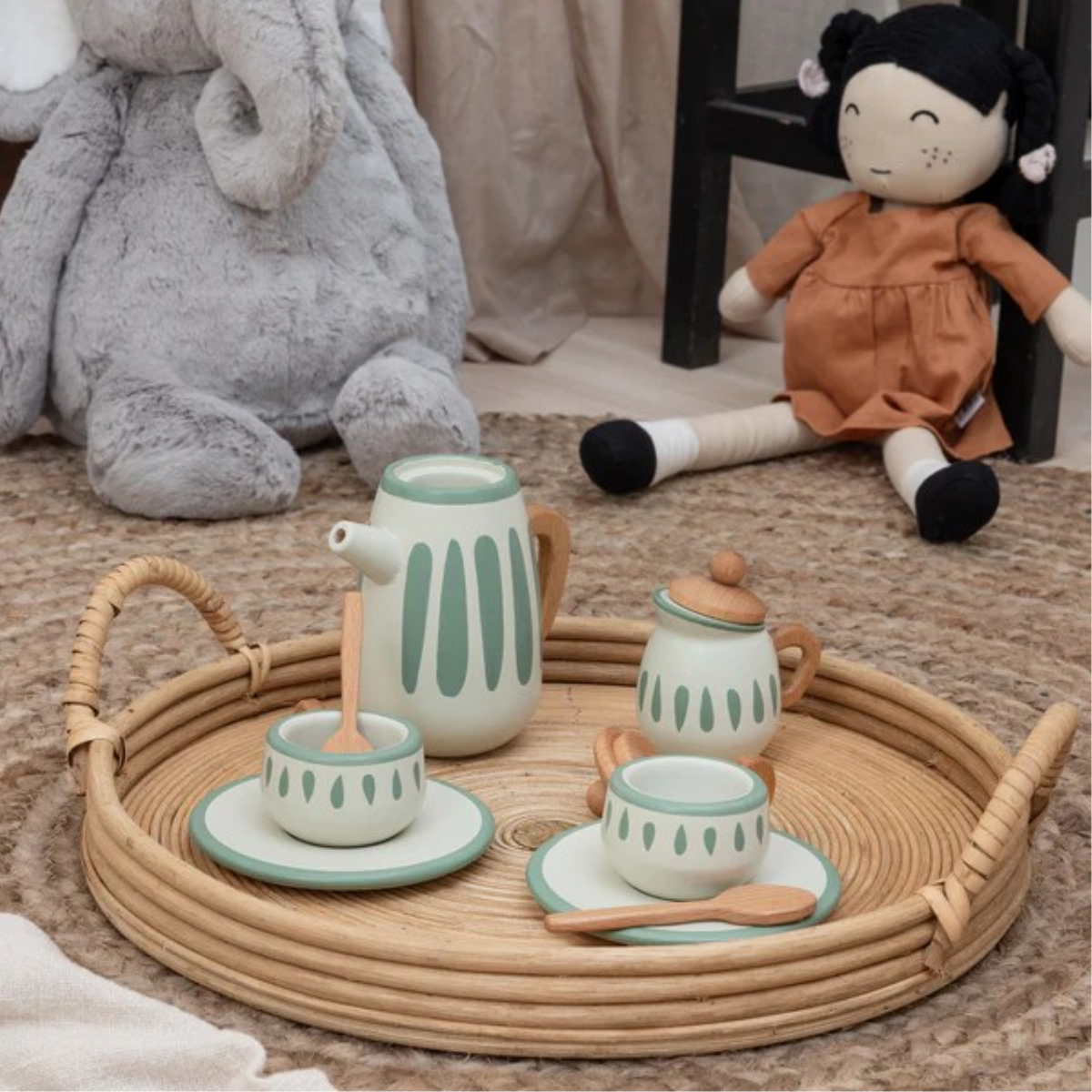 Sebra Tee-Set aus Holz classic white / sage