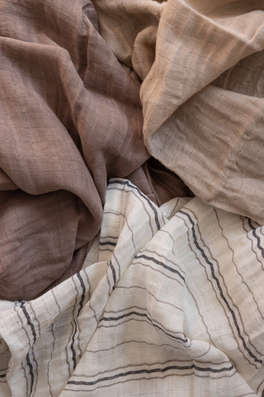 Sebra panni in mussola Print, set di 3, Stripe Classic Cream Stripe, Beige