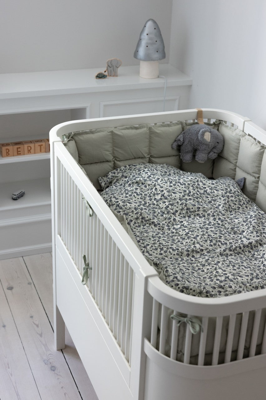 Sebra, linge de lit, bébé, imprimé bleu olive classique