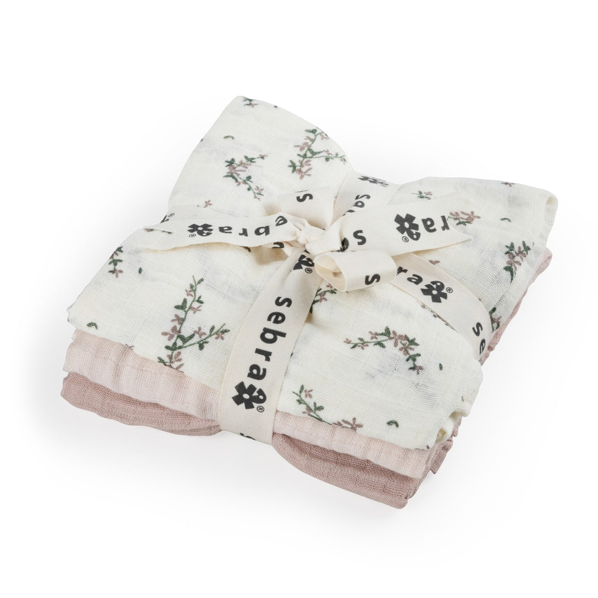 Sebra Musselin-Tücher Print, 3er Set, Powder Blossom Classic Powder Blossom, Rose