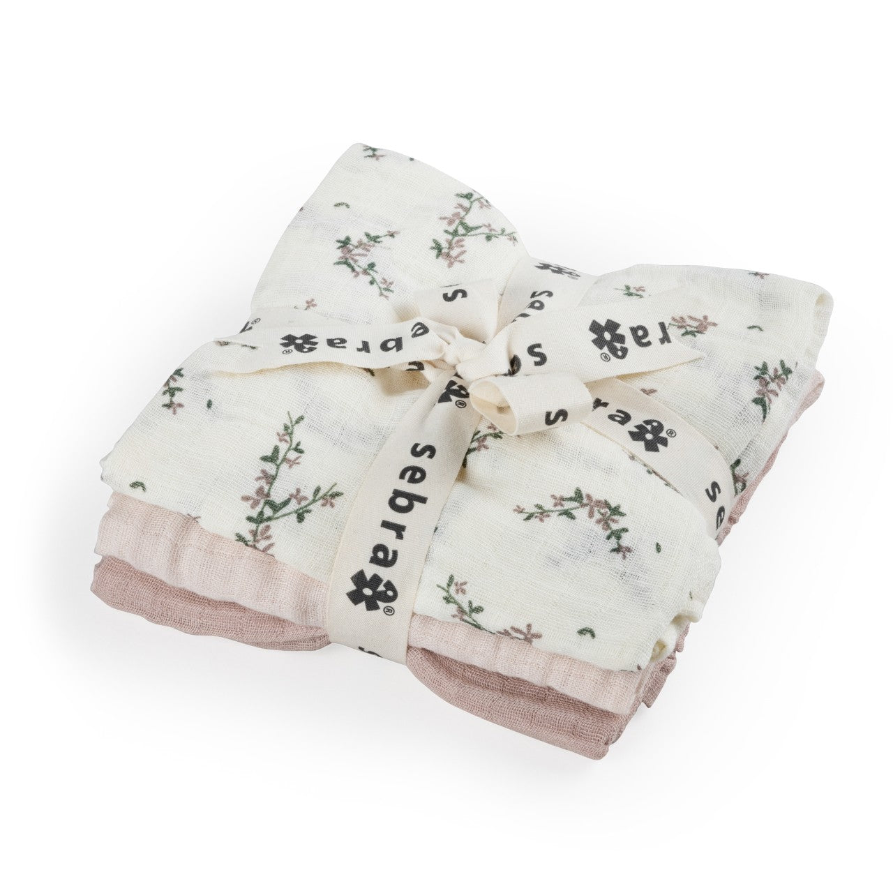 Sebra Musselin-Tücher Print, 3er Set, Powder Blossom Classic Powder Blossom, Rose