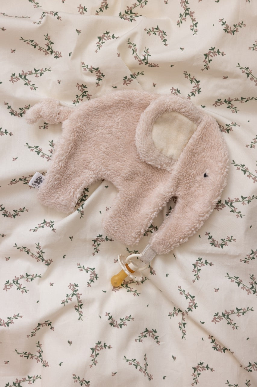 Sebra cuddle cloth with pacifier holder, Fanto Classic Birch Rose