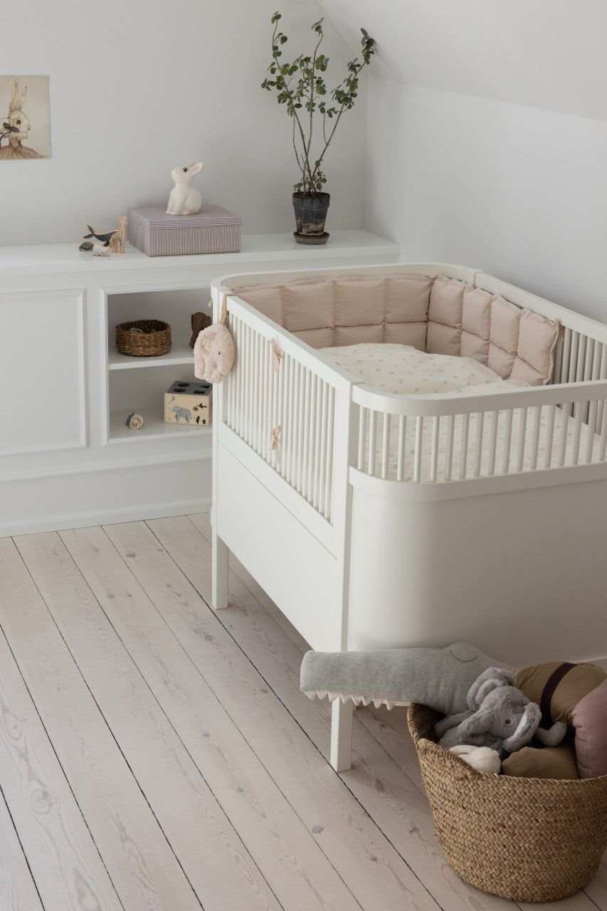 Sebra bed bumper half length, kapok, Uni Classic Birchbark Rose