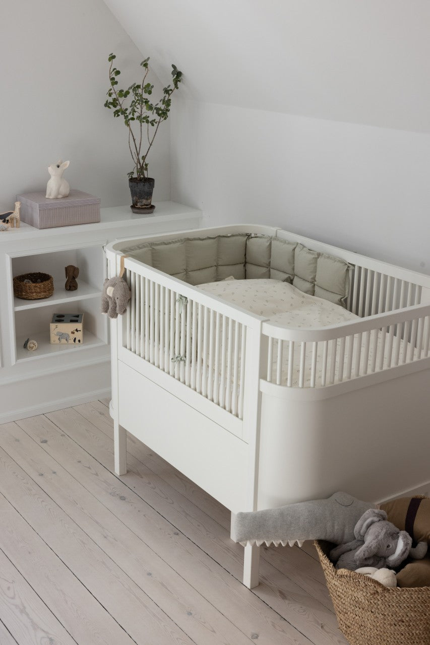 Sebra bed bumper half length, kapok, Uni Classic Mist Green