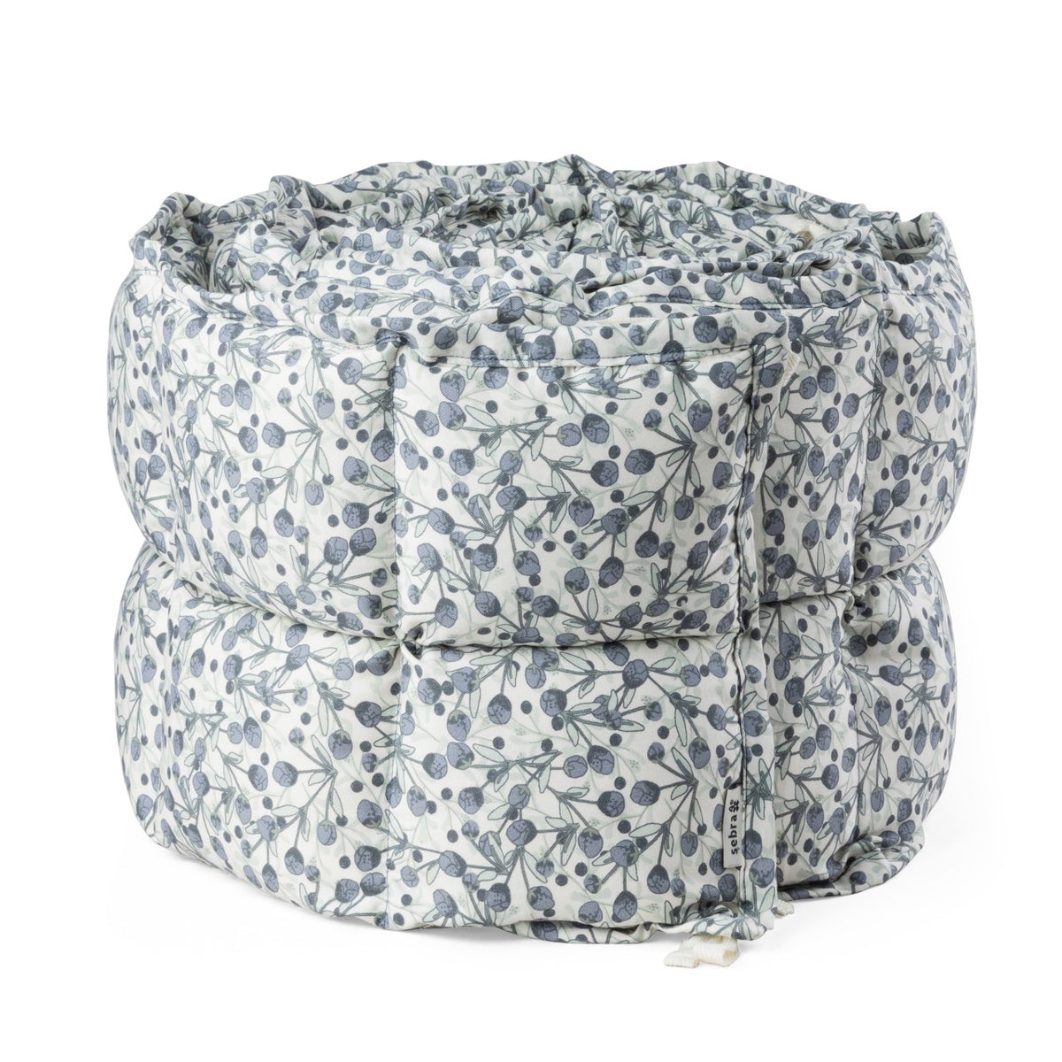 Sebra cot bumper, kapok, print blue olive