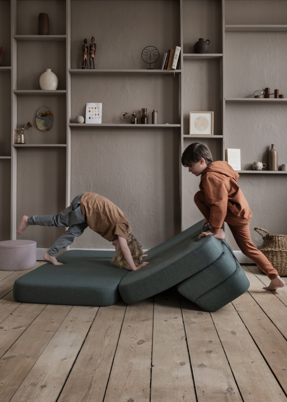by KlipKlap Sofa XL Soft 3 Fold Dunkelgrün, Hellgrün