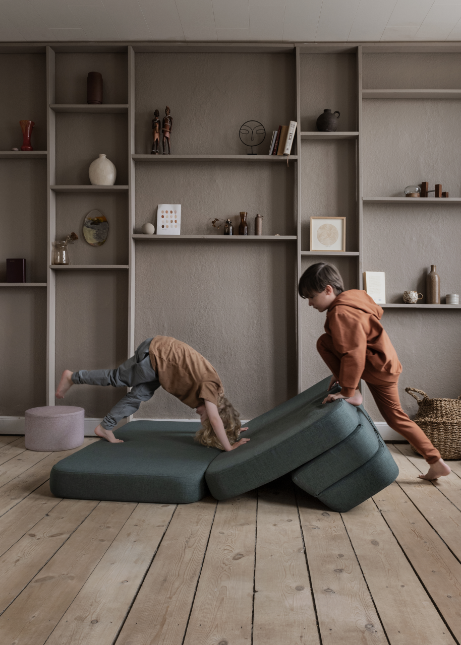 by KlipKlap Sofa 3 Fold Dunkelgrün, Hellgrün